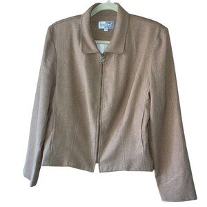 Hana Sport Vintage Womens Jacket Size 8 Tan Zipper Front Pockets Casual